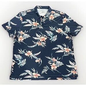 Faherty Shorelite Polo Shirt, Floral Hawaiian Fishing Polo UPF50+ Sun, Men's XXL